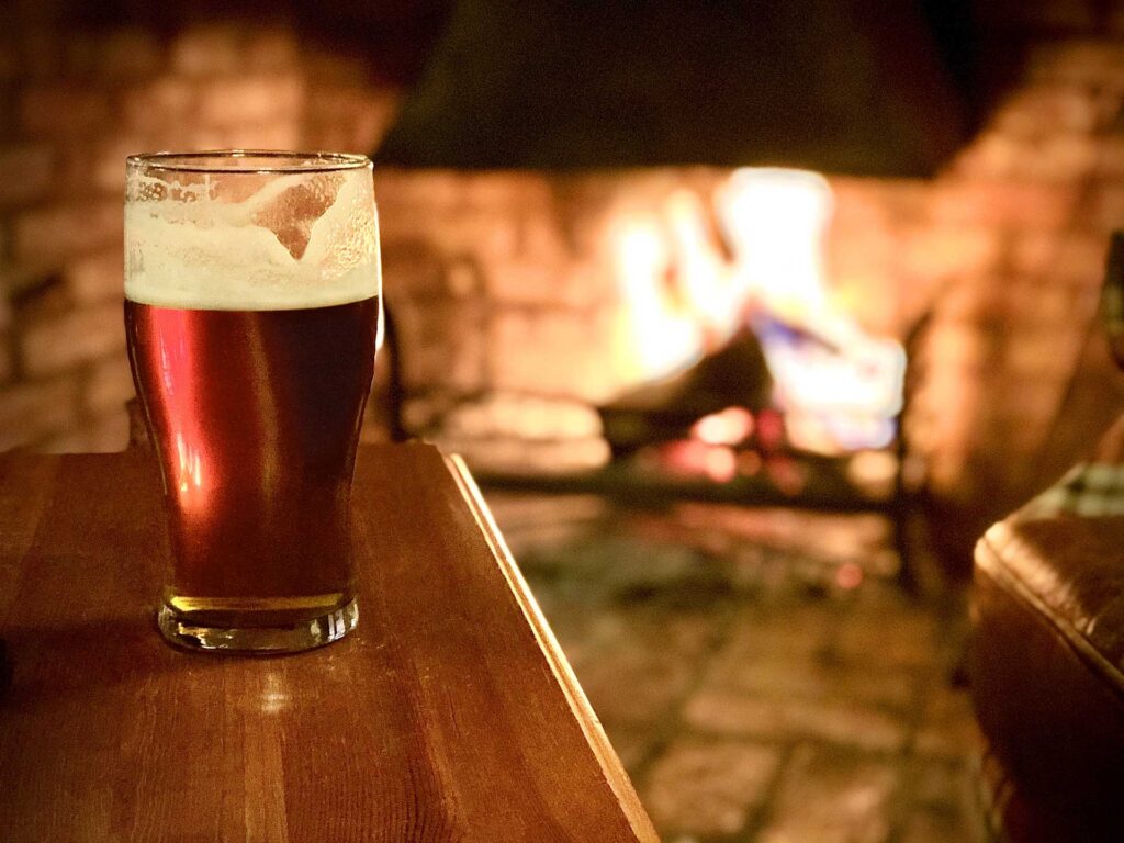 glass of real ale in pub